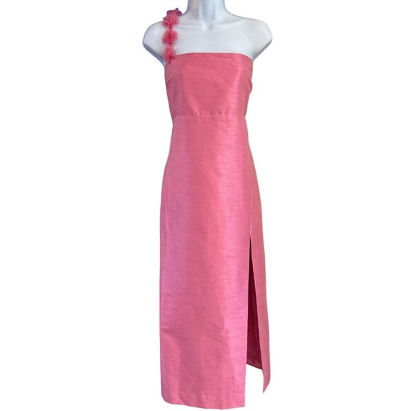 Likely Pink Strapless Gown W/Floral Detail & Side Slit Formal Dress Size 14 MSRP - Picture 1 of 7